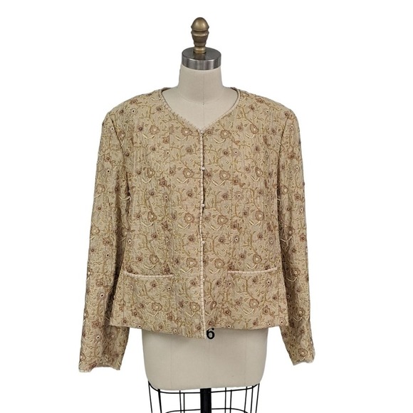 Doncaster VTG Collection Gold Silk beaded jacket Plus size 18 - Picture 1 of 7